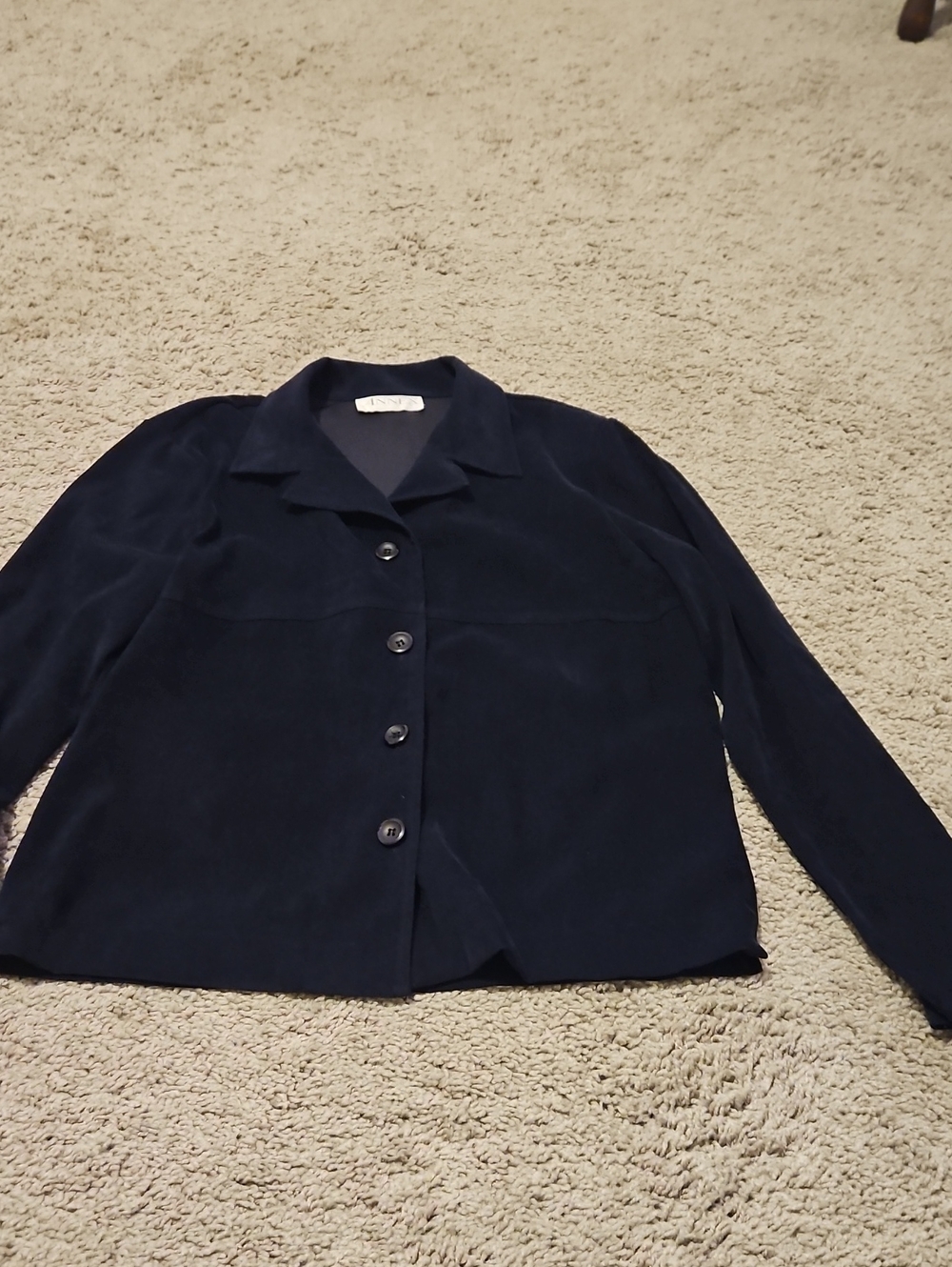 Casual Corner Navy Button-Front Blazer Jacket